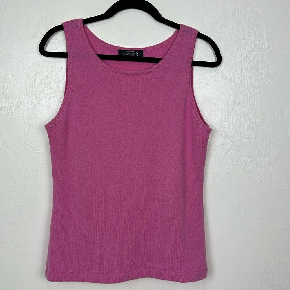 Magaschoni New York Pink Scoop Neck Tank Top Size S
